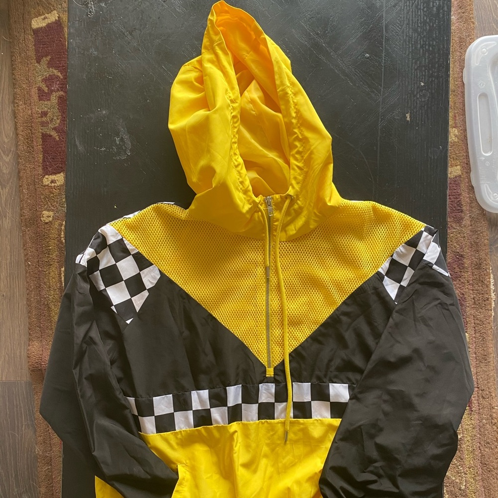 Yellow pullover racing rain jacket